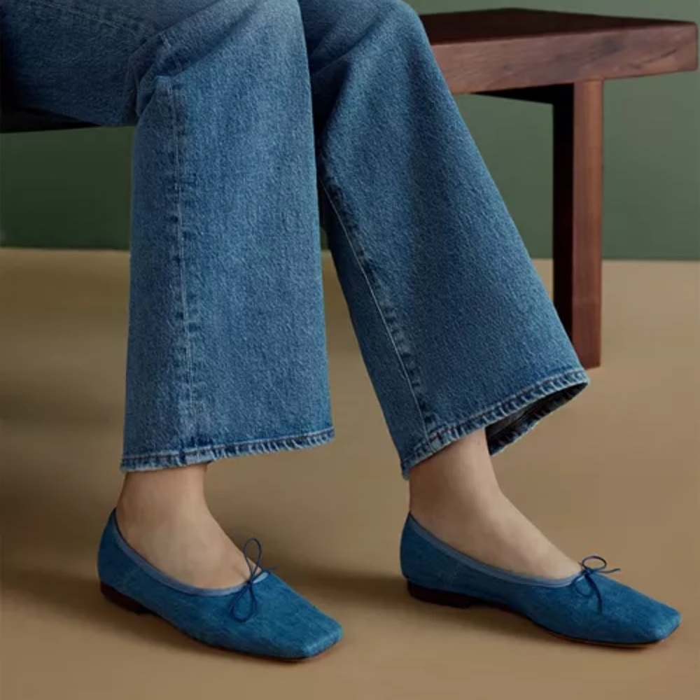 Mansur Gavriel square toe ballerina-denim